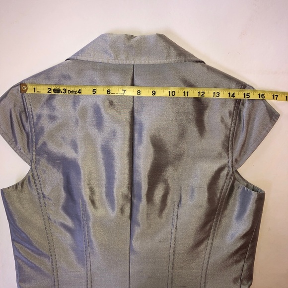 Vintage CARLISLE Silk Pantsuit Top Pants Belt Silver Gray (4) - Picture 8 of 17